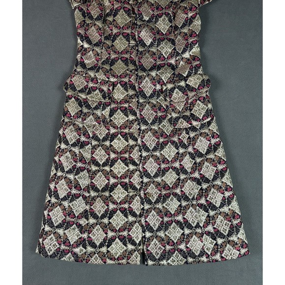 Gino Charles Dress Womens 8 A Line Geometric APC Pattern Vintage Elegant Diamond - Picture 5 of 13